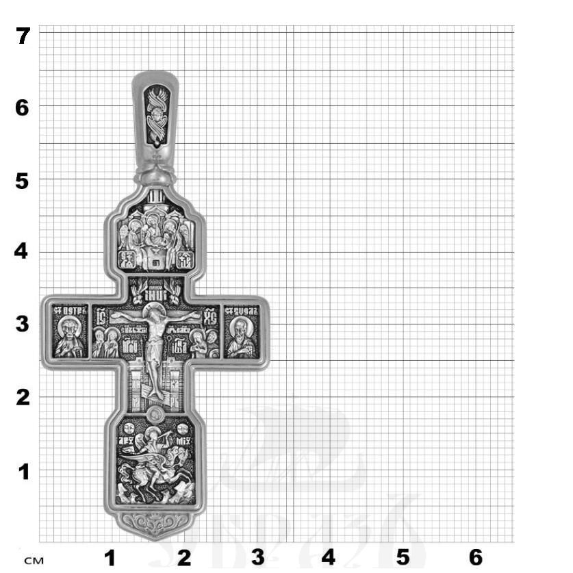 крест «распятие христово. архангел михаил. николай чудотворец. казанская икона.», серебро 925 проба (арт. 101.559)