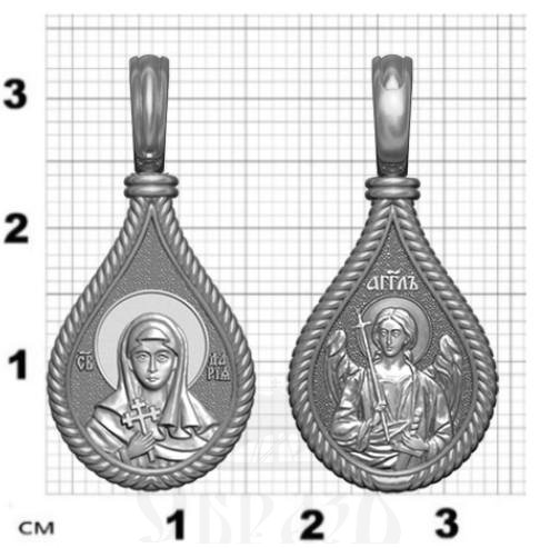 нательная икона св. мученица дарья римская, серебро 925 проба с родированием (арт. 06.014р)