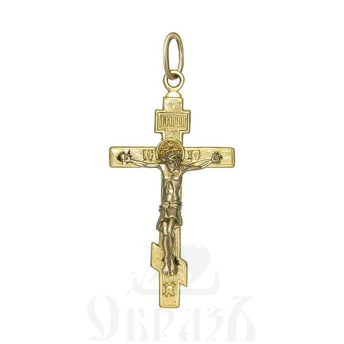 золотой восьмиконечный крест с молитвой "спаси и сохрани", 585 проба желтого и белого цвета (арт. п10122-з5жб)