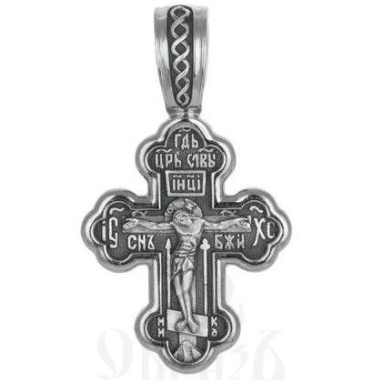 крест трилистник с образами божией матери донская и святых защитников, серебро 925 пробы (арт. 43286)