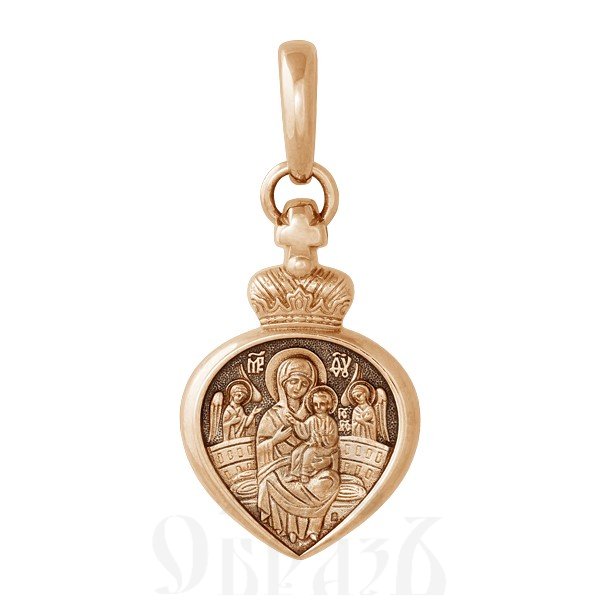образок «икона божией матери «всецарица». ангел хранитель», золото 585 проба красное (арт. 202.278-1)
