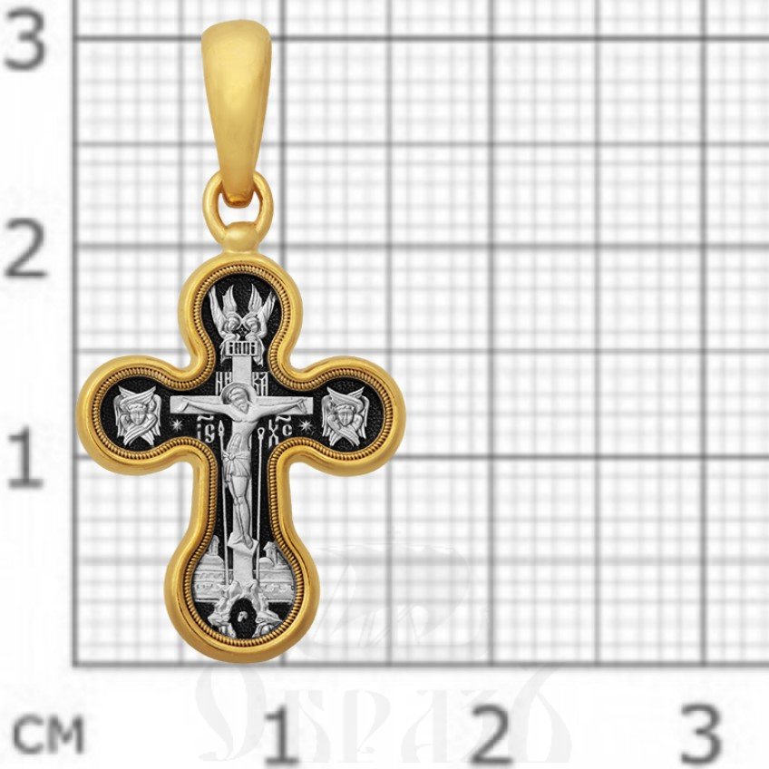 крест «распятие. блаженная матрона московская. молитва», серебро 925 проба с золочением (арт. 101.503-п)