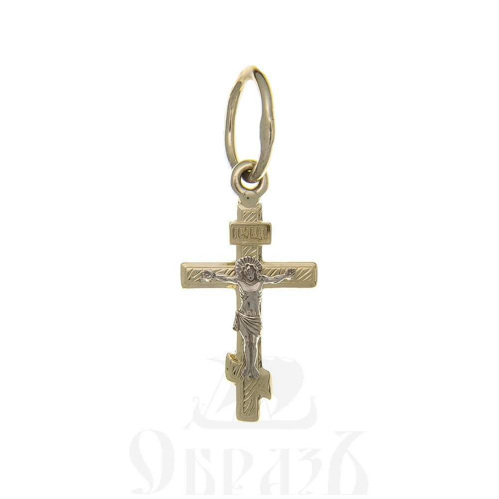 золотой восьмиконечный крест с молитвой "спаси и сохрани", 585 проба желтого и белого цвета (арт. п10115-з5жб)